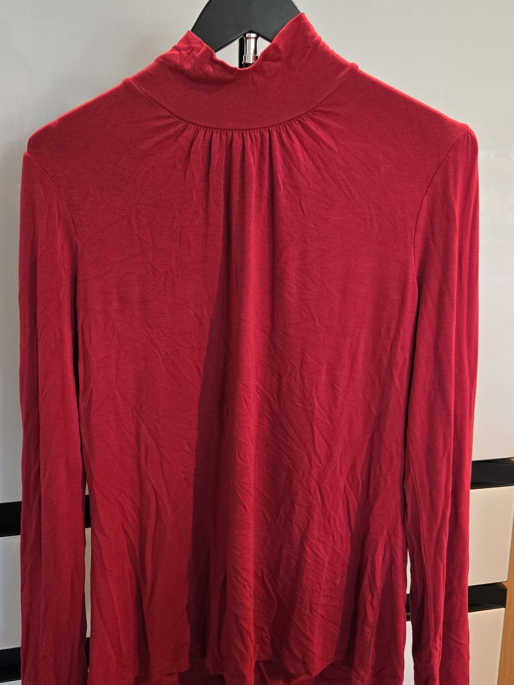 Red Mock Neck Long Sleeve Top Like New